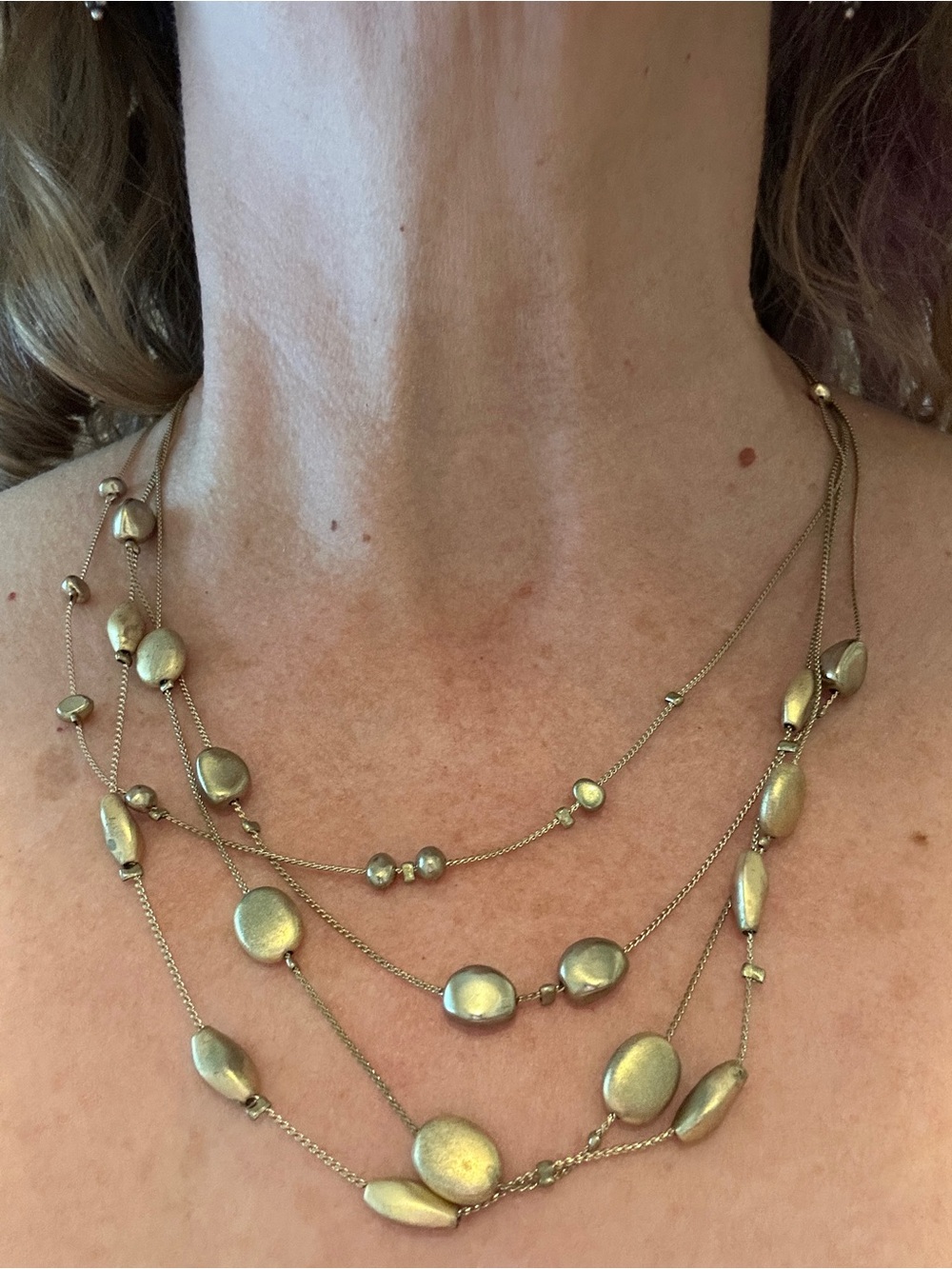 Multi-Strand Matte Gold Bead Layered Necklace - Women Jewelry